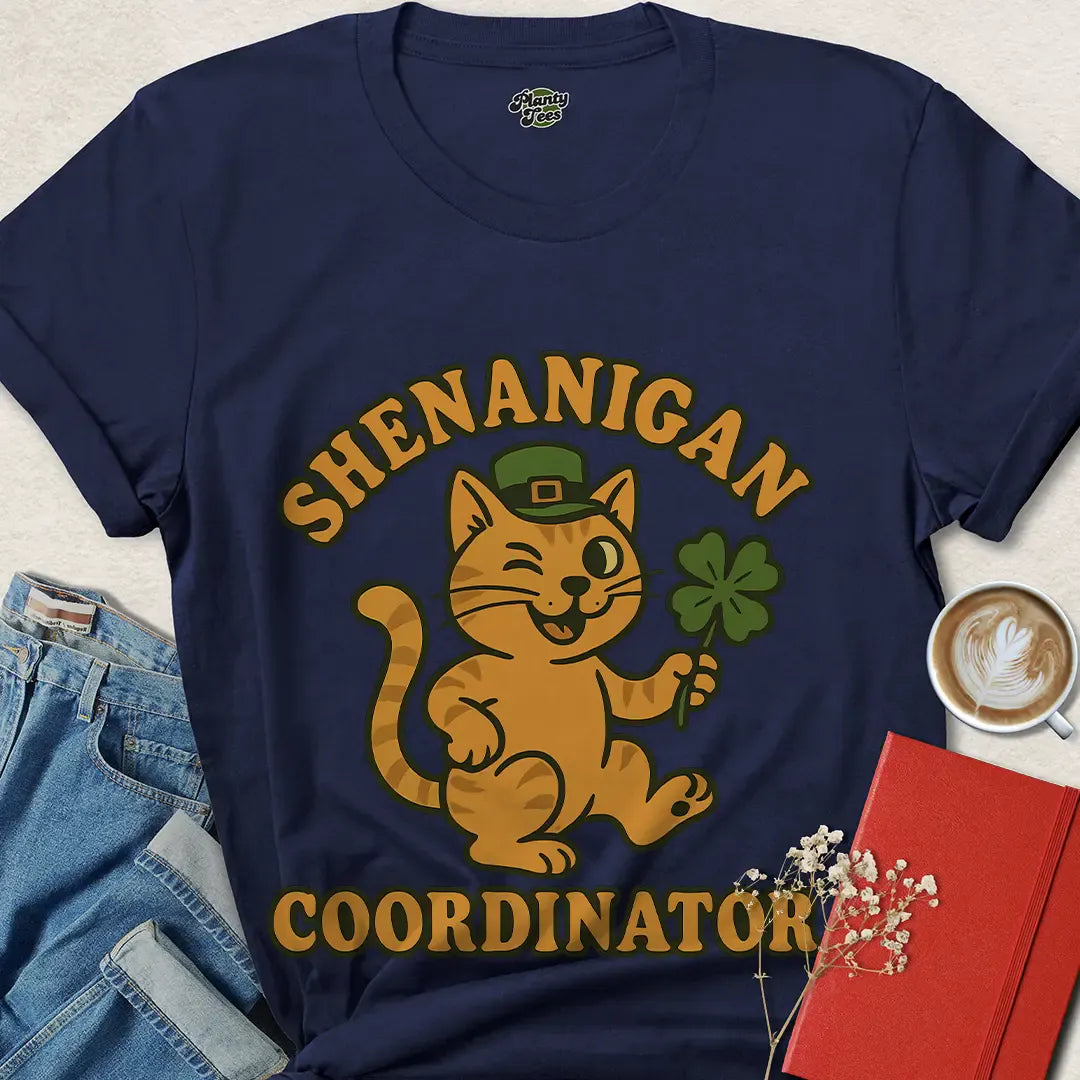 Shenanigan Coordinator Cat Shirt | Funny St. Patrick’s Day Tee for Animal Lovers – Shop Now