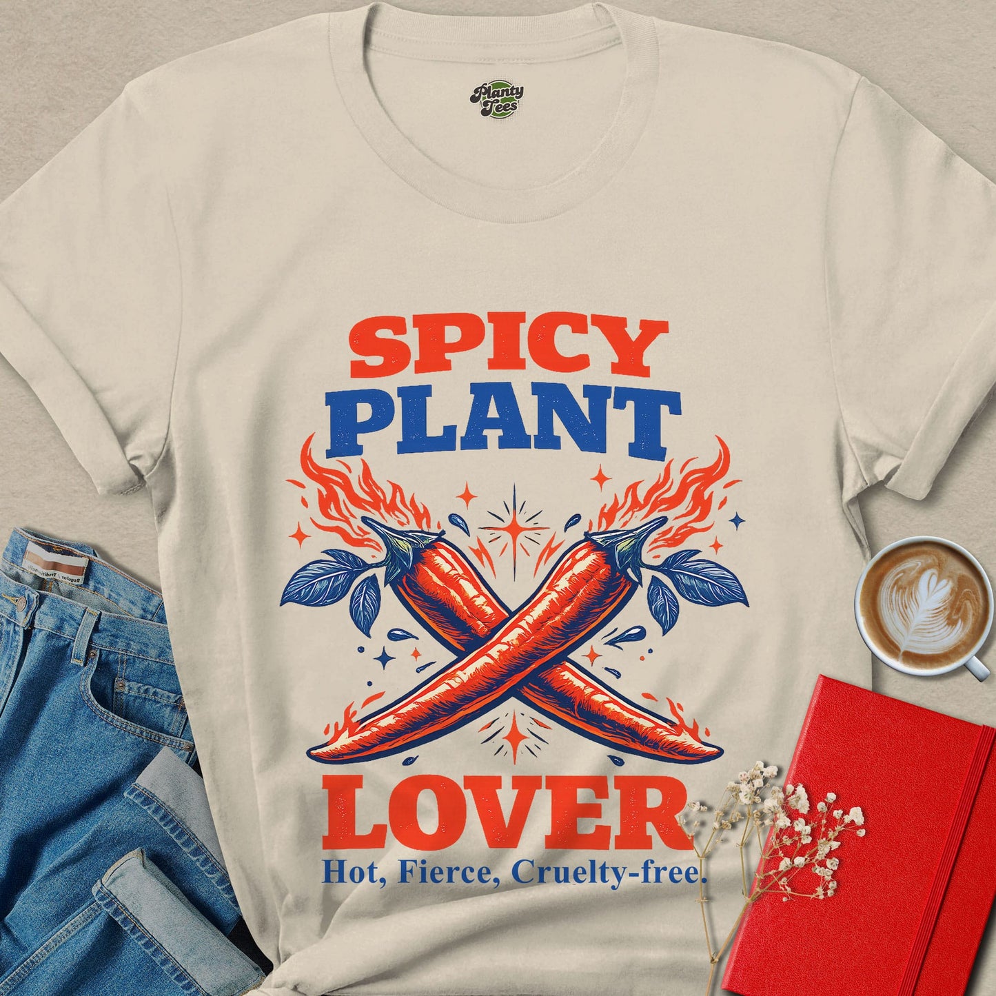 Spicy Plant Lover Vegan Shirt Plant Based Foodie Graphic Tee