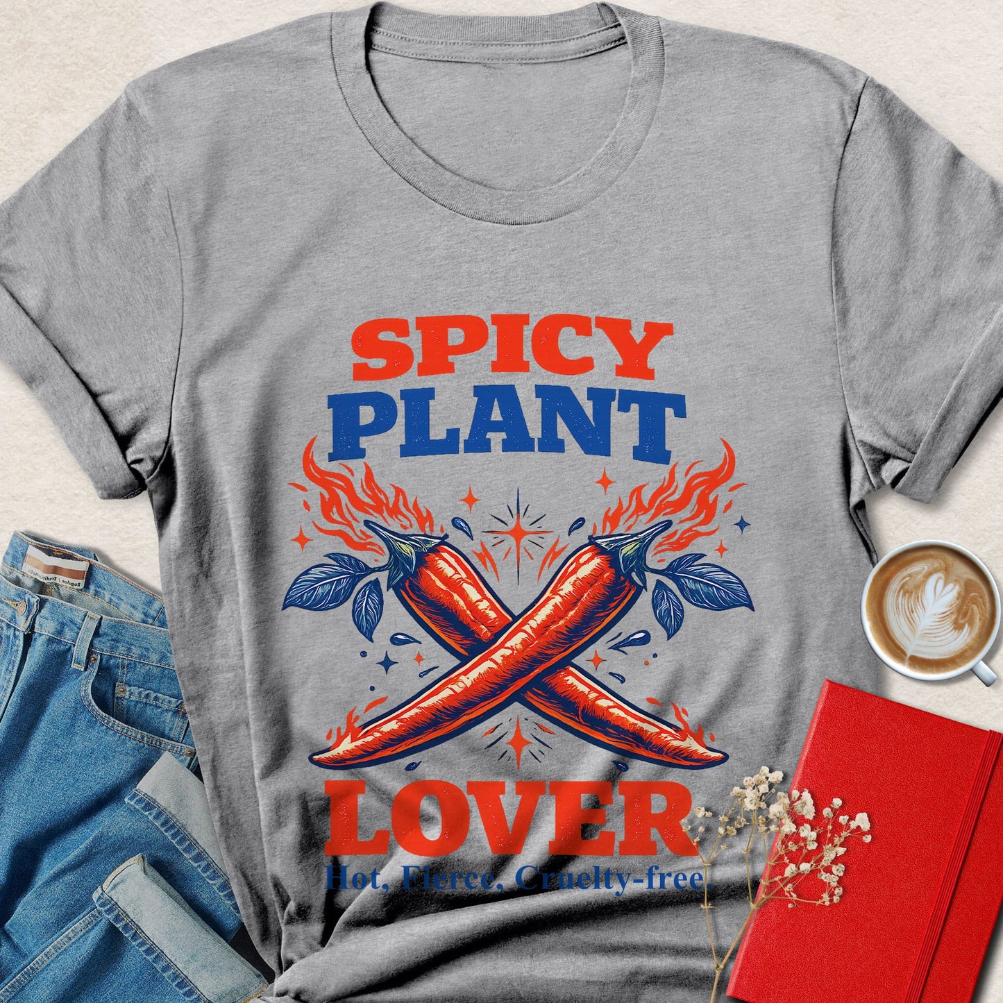 Spicy Plant Lover Vegan Shirt Plant Based Foodie Graphic Tee