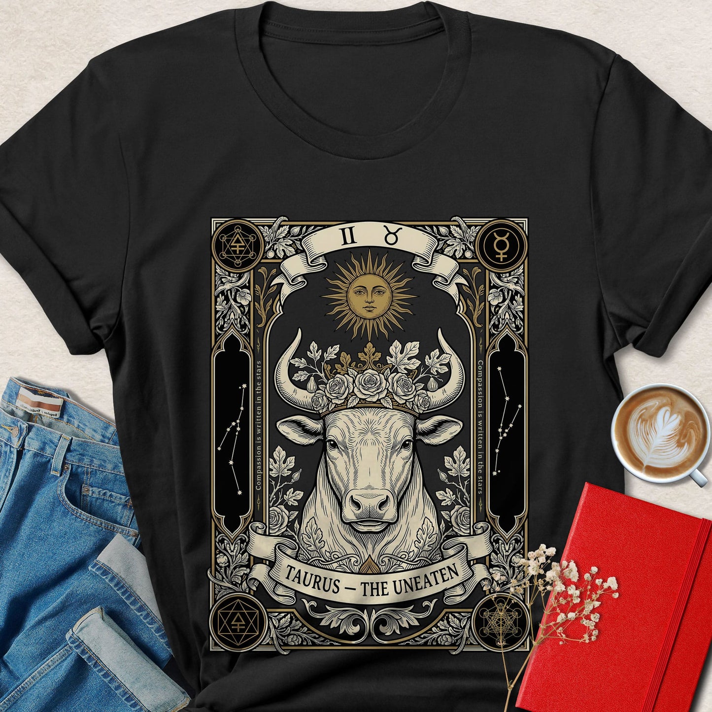 Taurus Tarot Vegan Shirt Zodiac Astrology Plant Based Tee