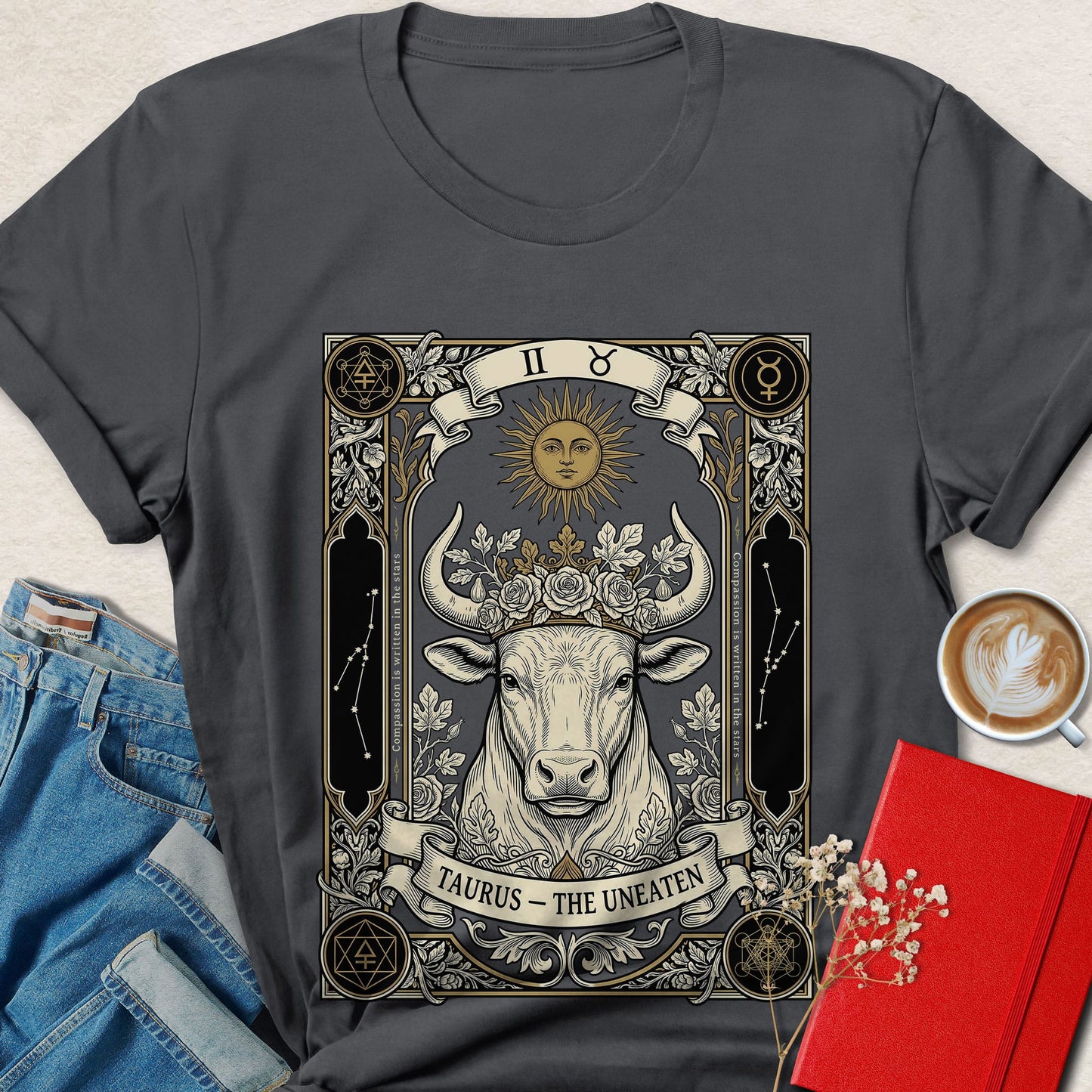 Taurus Tarot Vegan Shirt Zodiac Astrology Plant Based Tee