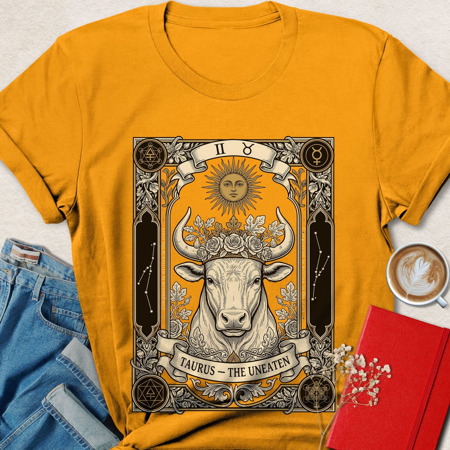 Taurus Tarot Vegan Shirt Zodiac Astrology Plant Based Tee