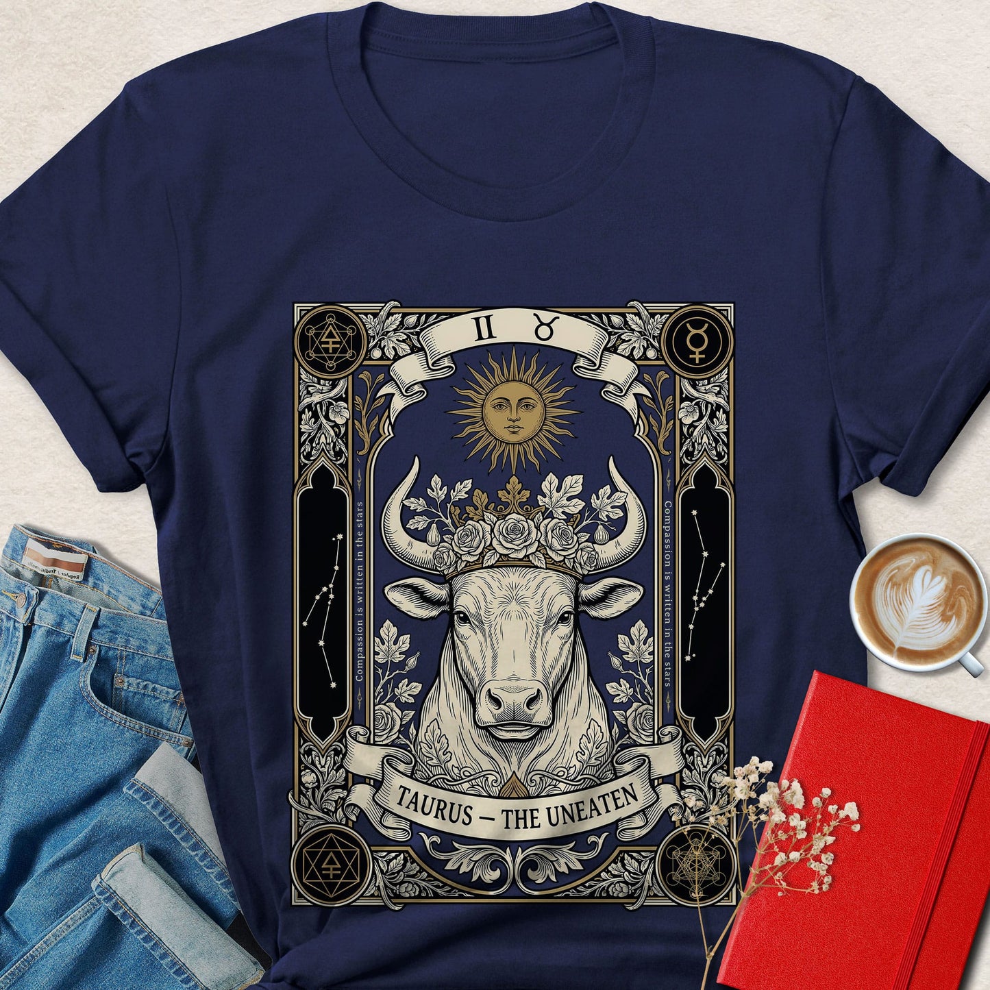 Taurus Tarot Vegan Shirt Zodiac Astrology Plant Based Tee
