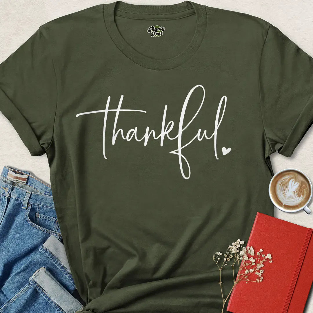 Minimalist Thankful Vegan Shirt – Ethical Fall Fashion