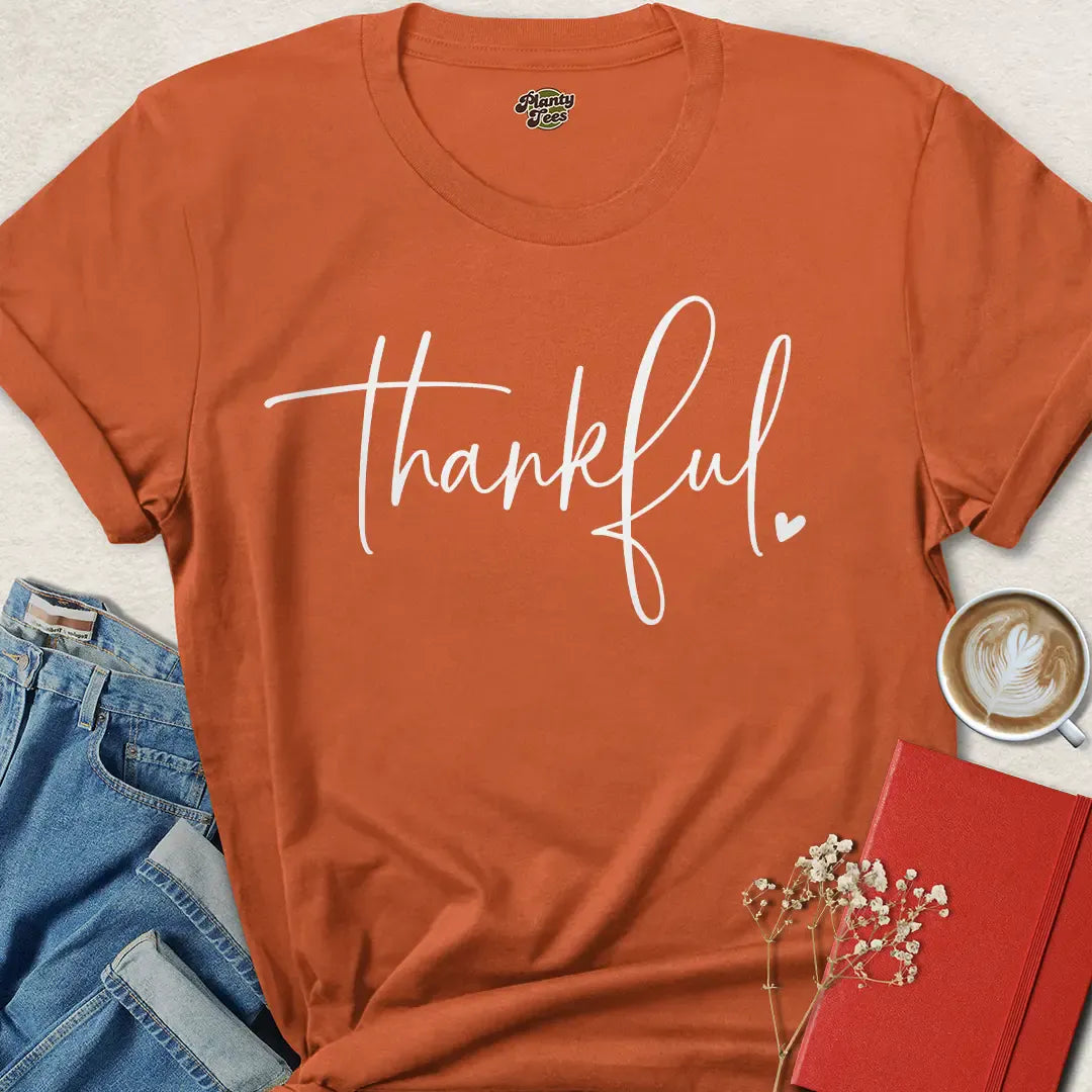 Minimalist Thankful Vegan Shirt – Ethical Fall Fashion