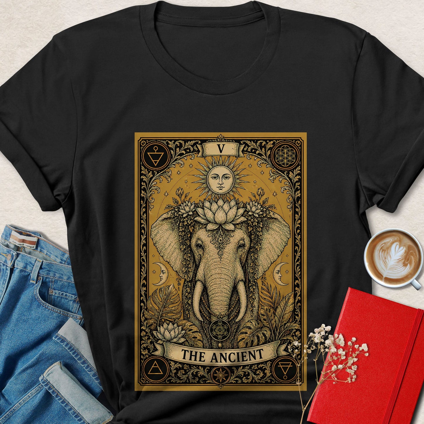 Spiritual Elephant Tarot Vegan Shirt | Mystical Plant Based Tee