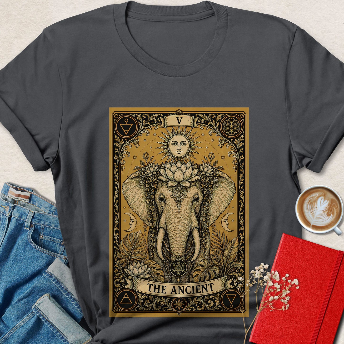 Spiritual Elephant Tarot Vegan Shirt | Mystical Plant Based Tee
