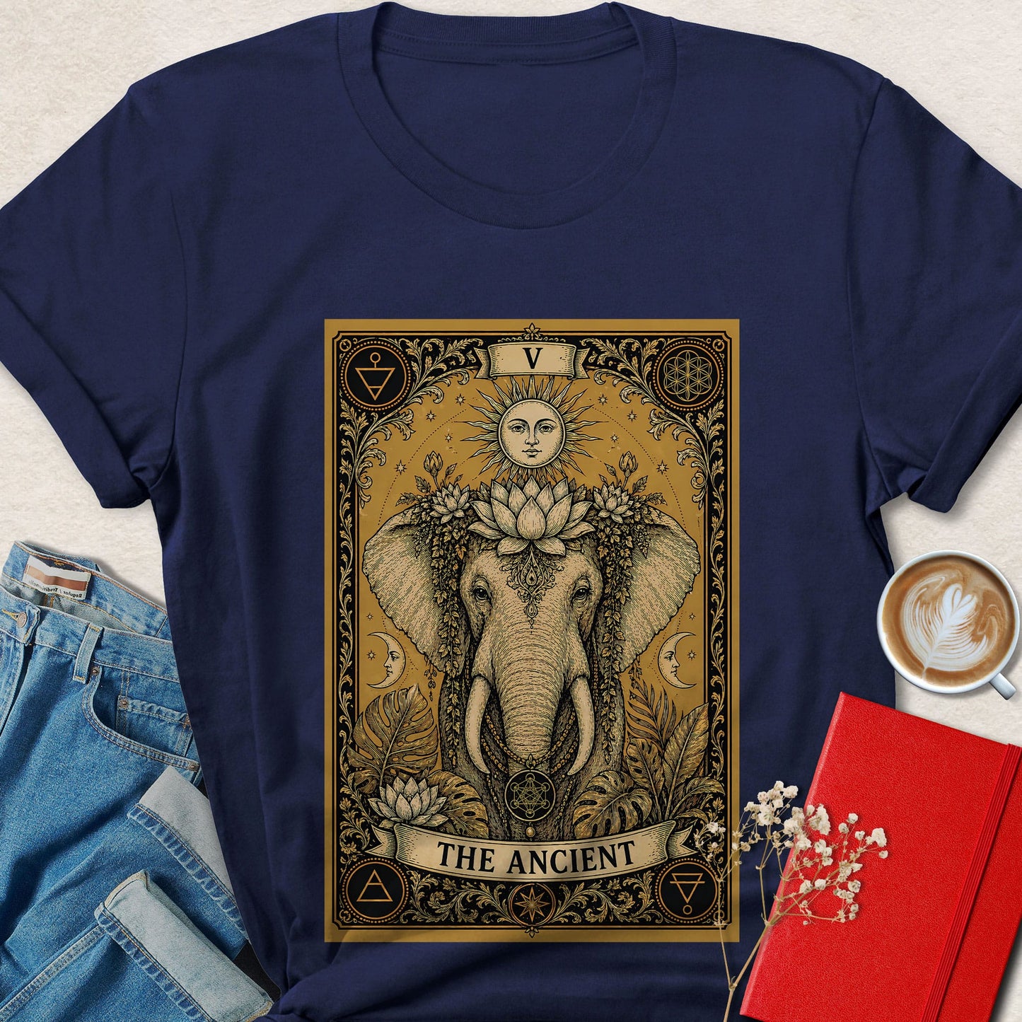 Spiritual Elephant Tarot Vegan Shirt | Mystical Plant Based Tee