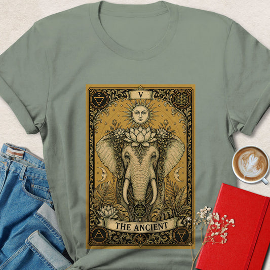 Spiritual Elephant Tarot Vegan Shirt | Mystical Plant Based Tee