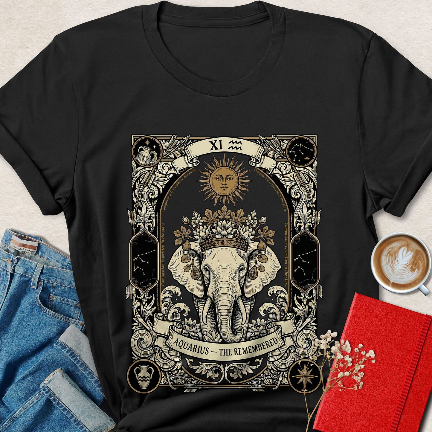 Elephant Aquarius - The Remembered Tarot T-Shirt
