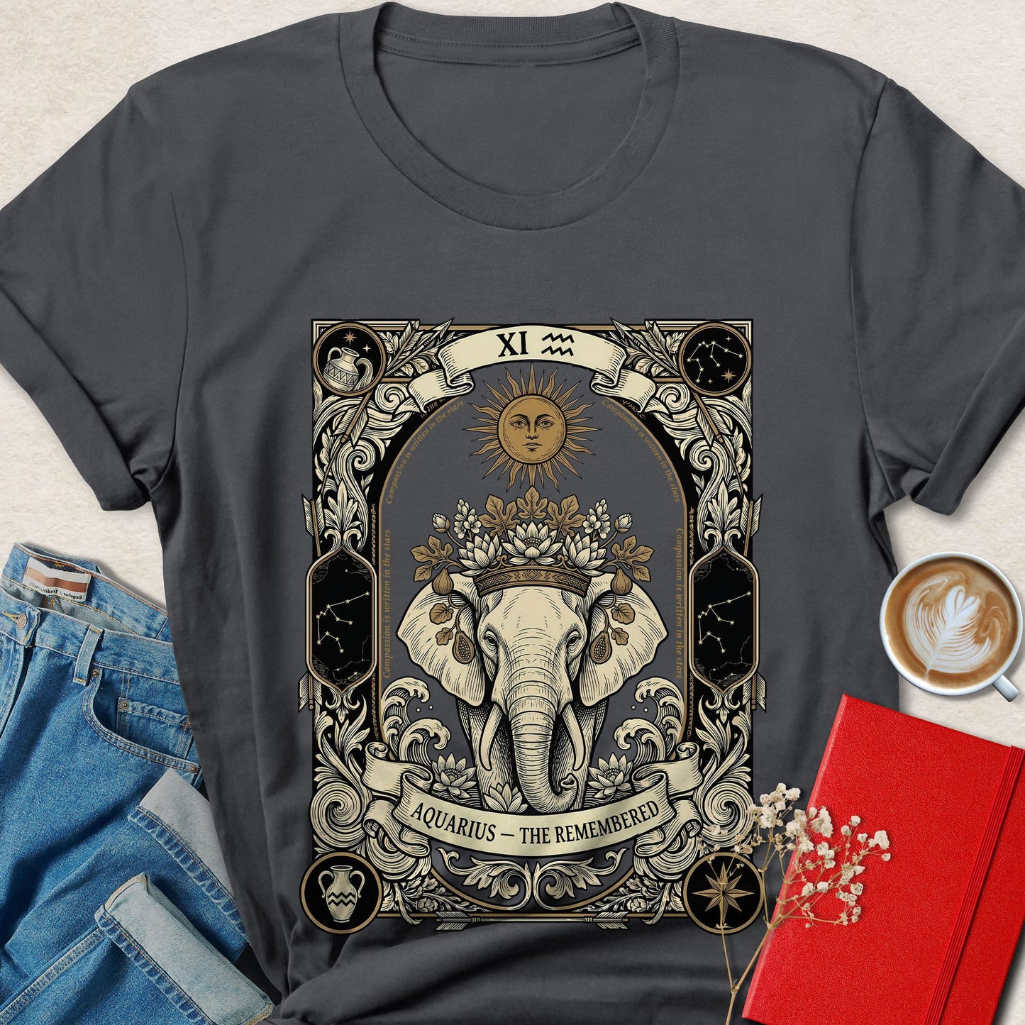 Elephant Aquarius - The Remembered Tarot T-Shirt