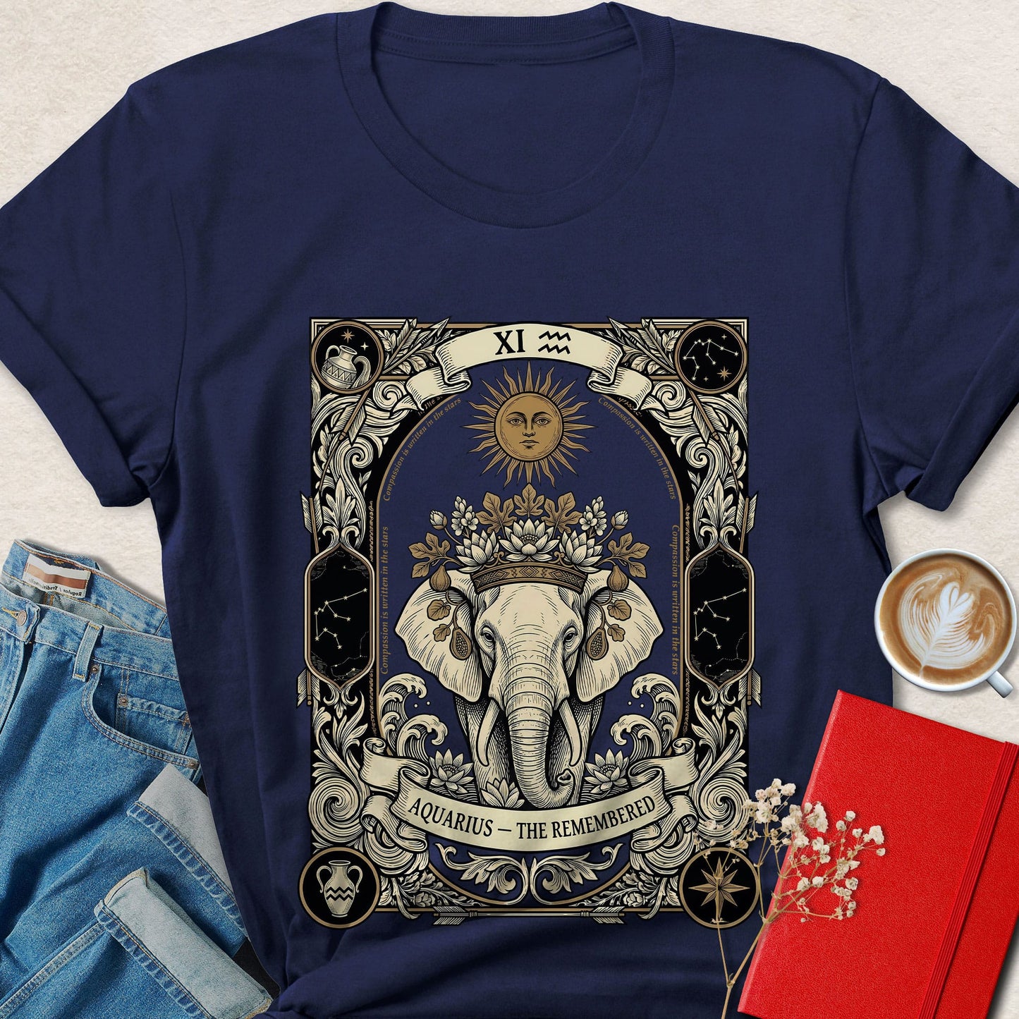 Elephant Aquarius - The Remembered Tarot T-Shirt