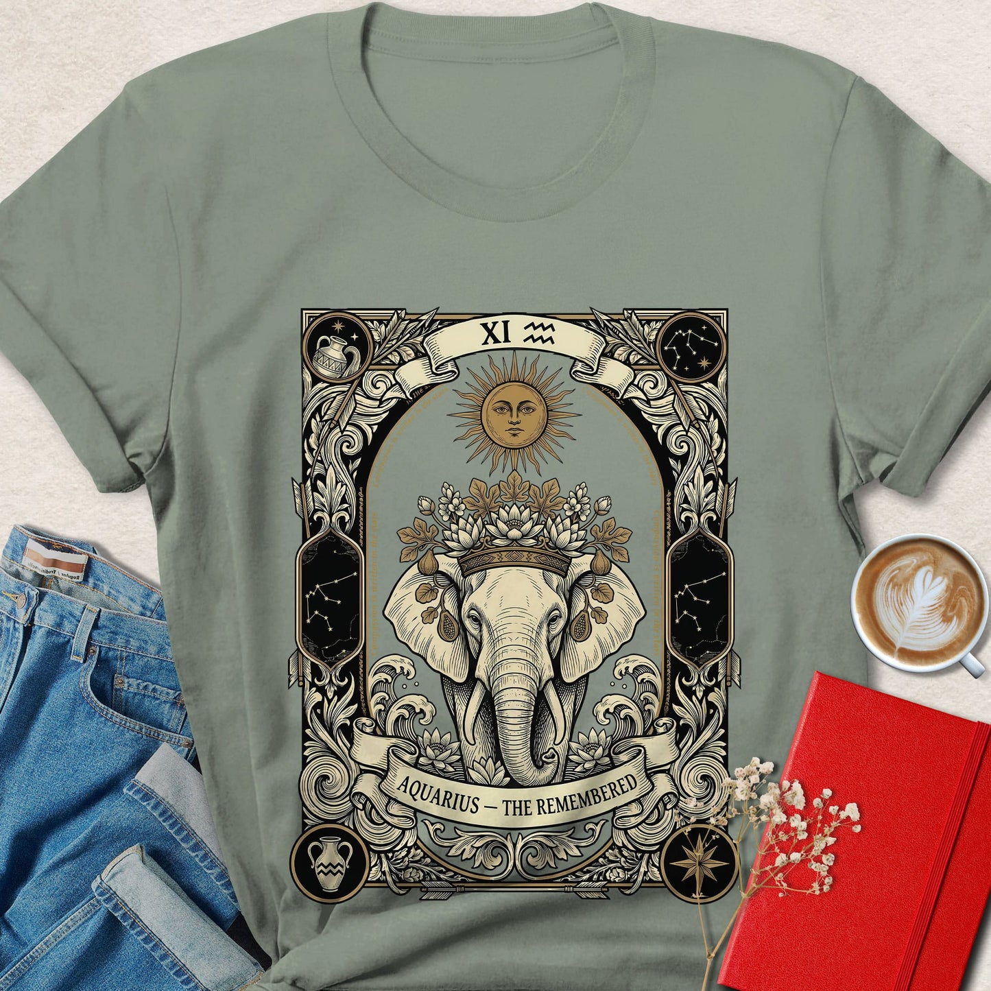 Elephant Aquarius - The Remembered Tarot T-Shirt