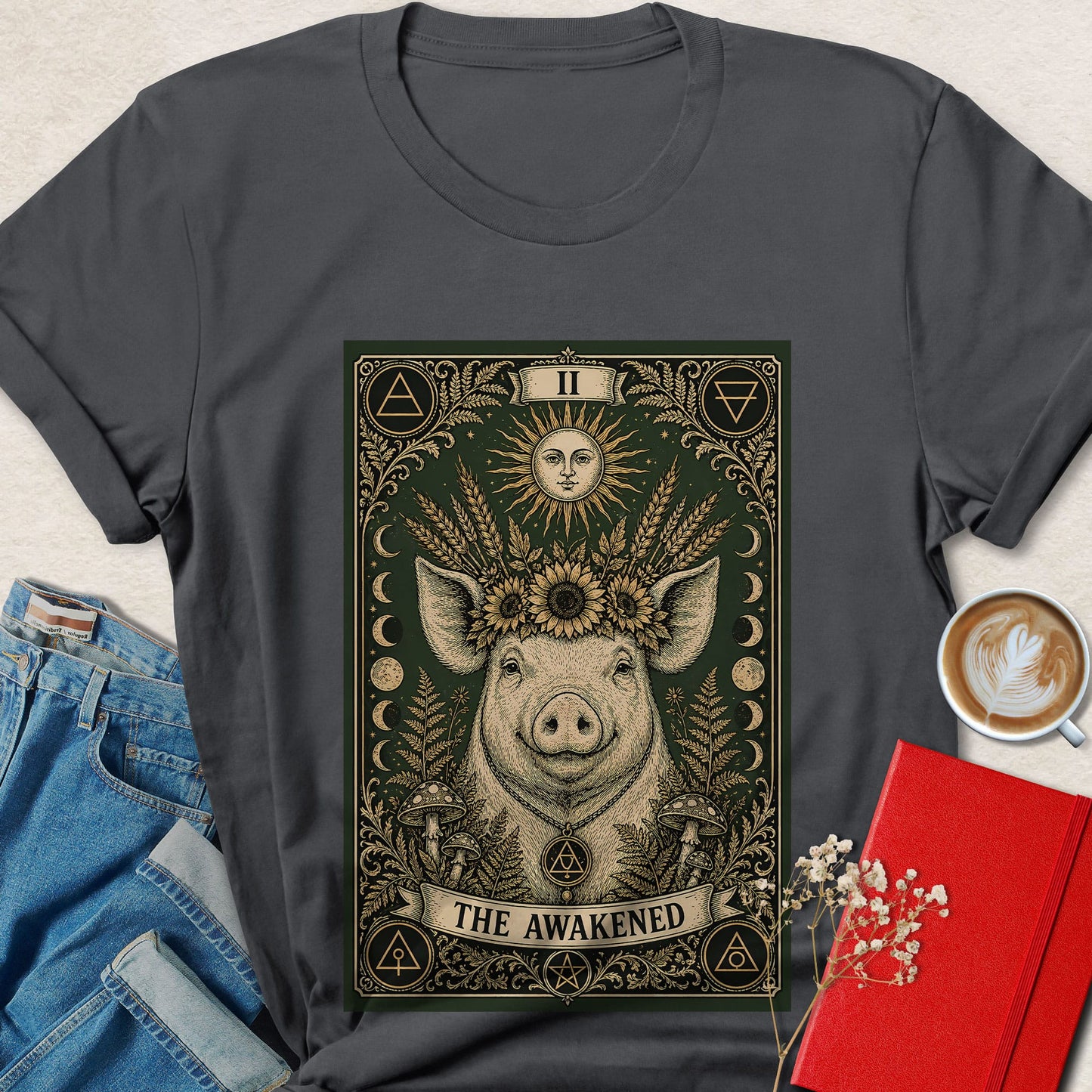 Spiritual Pig Tarot Vegan Shirt | Mystical Plant Based Tee