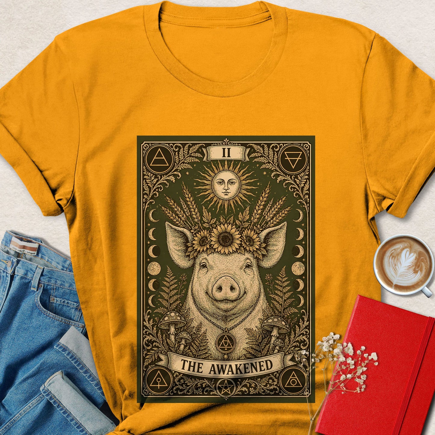 Spiritual Pig Tarot Vegan Shirt | Mystical Plant Based Tee