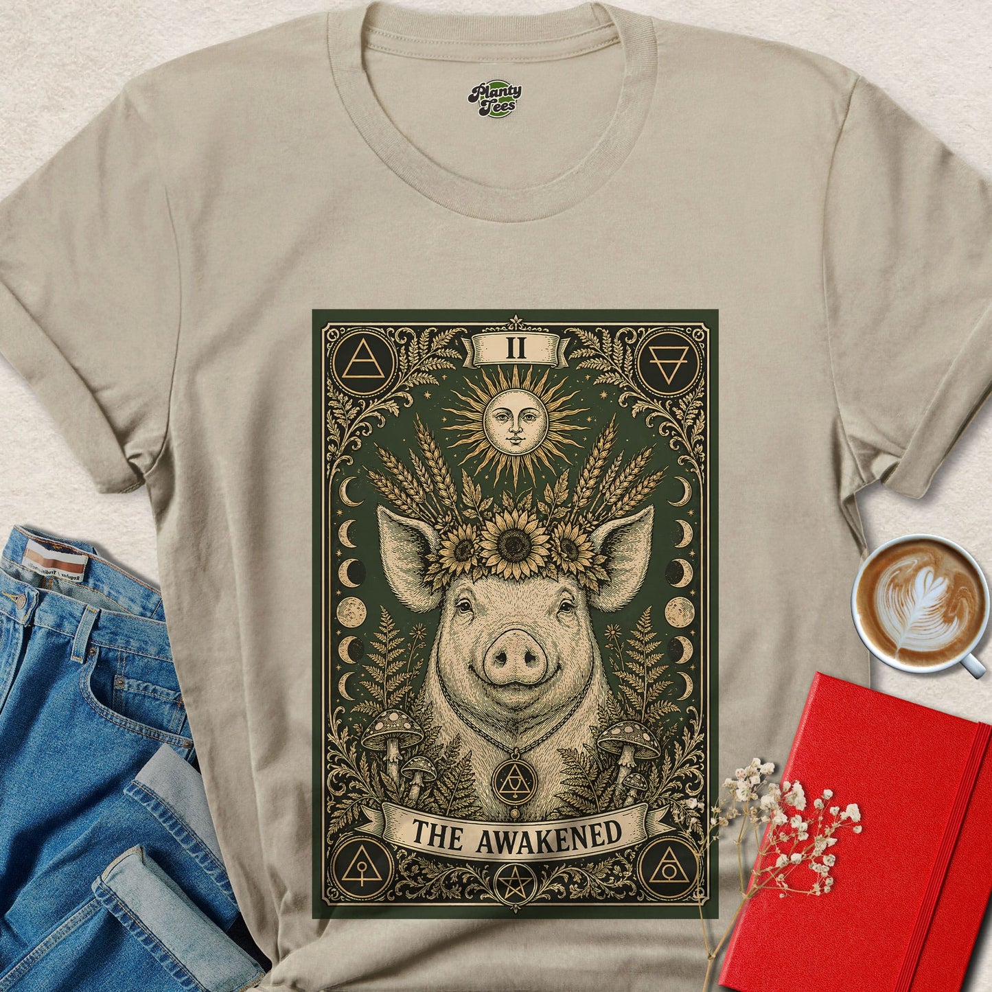 Spiritual Pig Tarot Vegan Shirt | Mystical Plant Based Tee