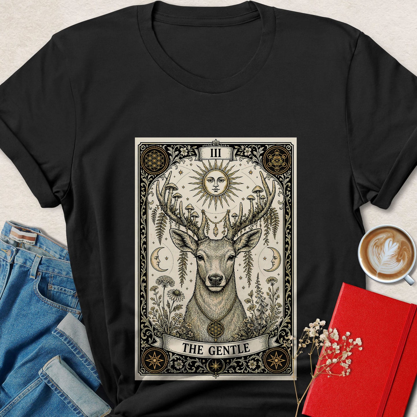Deer Tarot Vegan Shirt Animal Rights Plant Based Tee