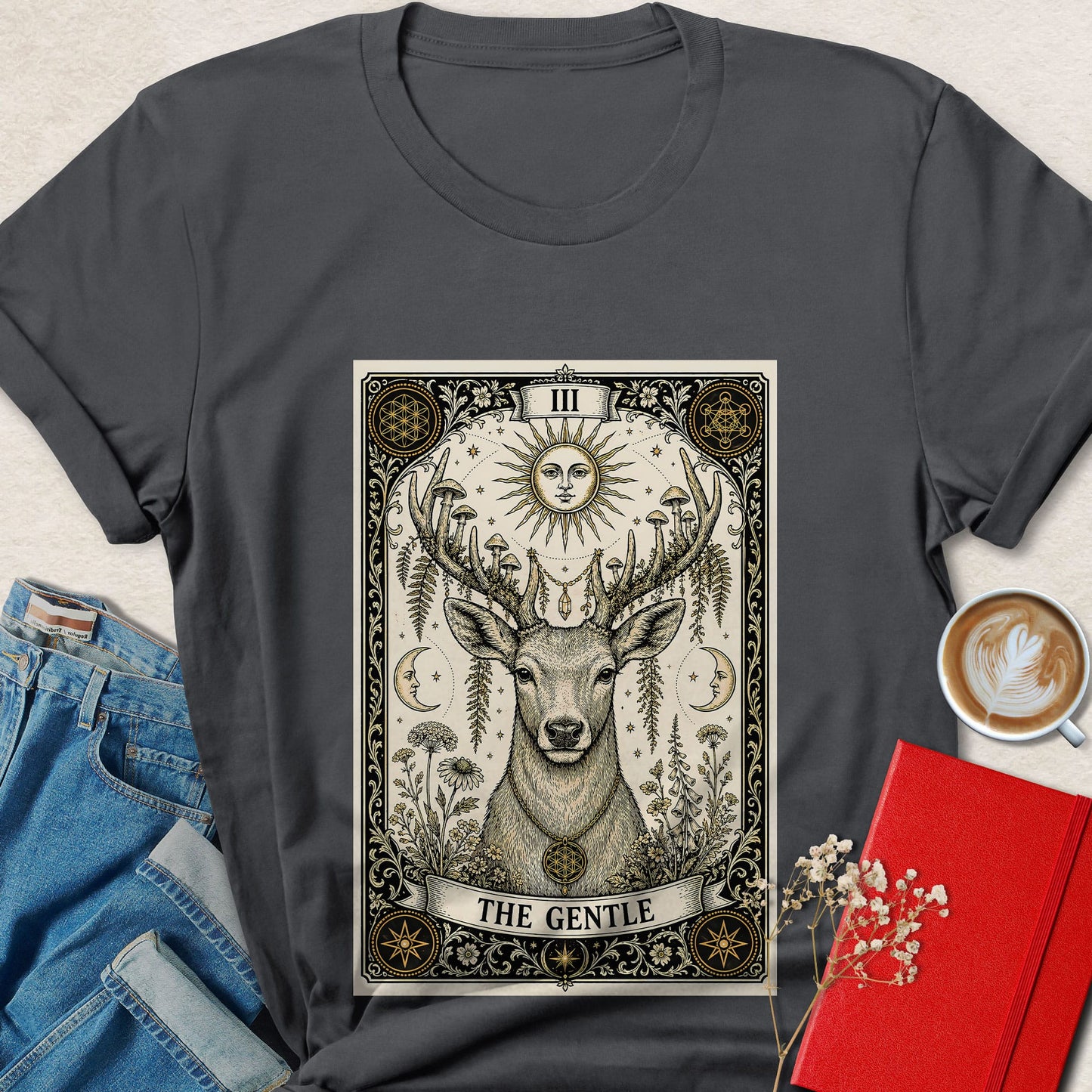 Deer Tarot Vegan Shirt Animal Rights Plant Based Tee