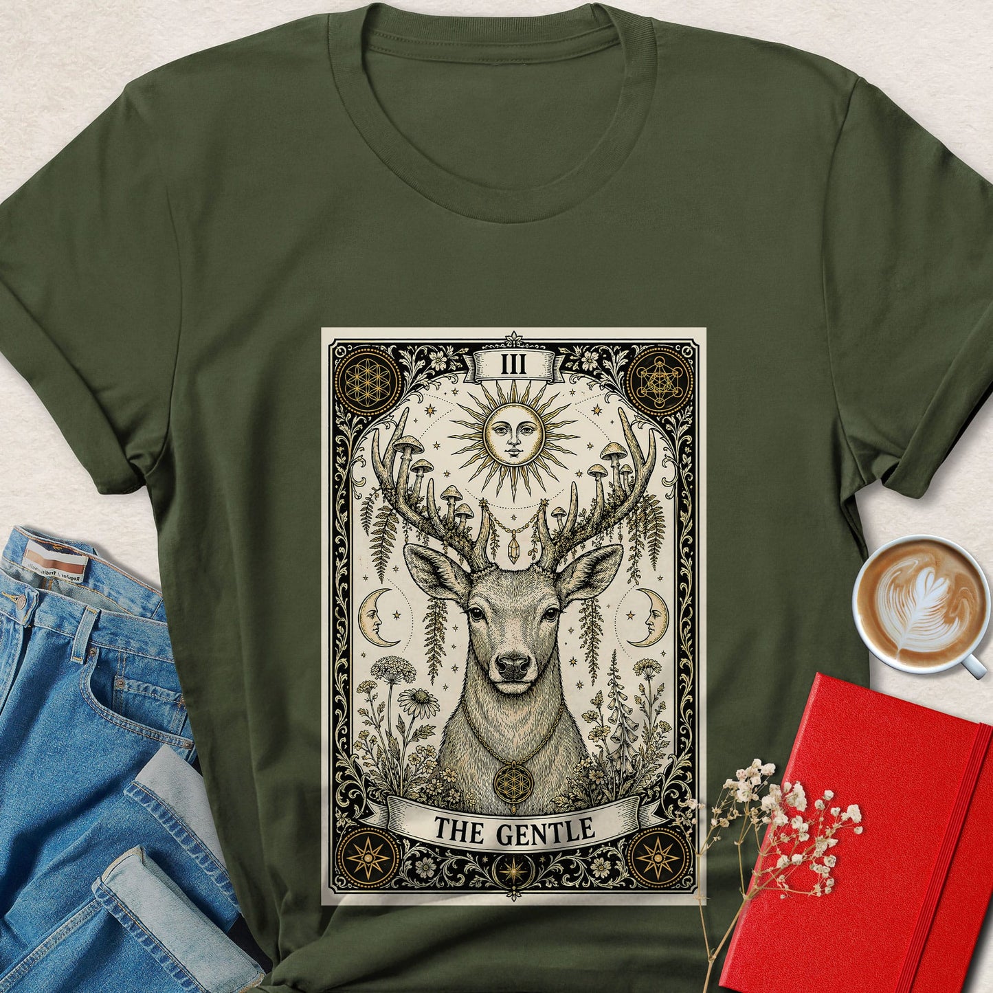 Deer Tarot Vegan Shirt Animal Rights Plant Based Tee
