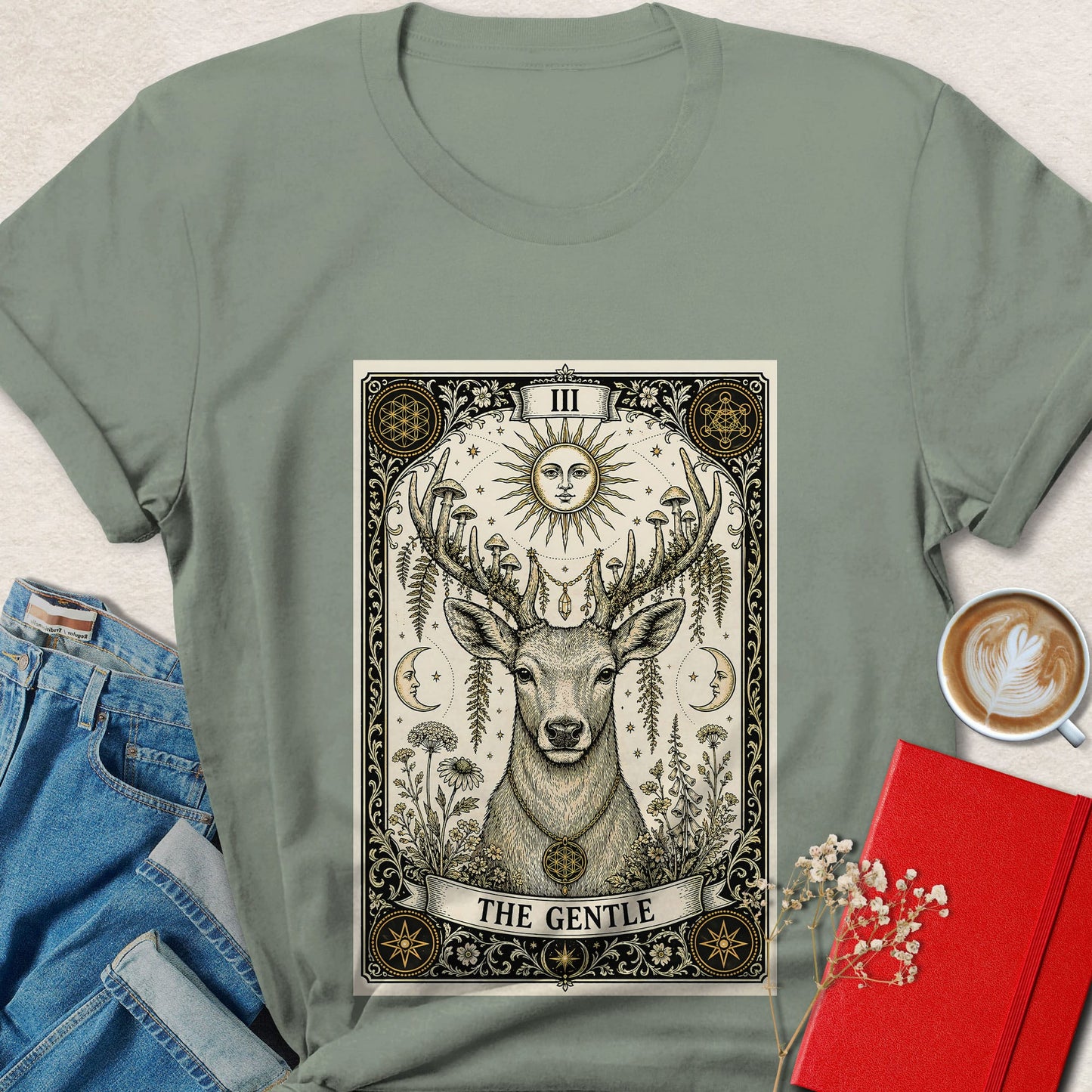 Deer Tarot Vegan Shirt Animal Rights Plant Based Tee