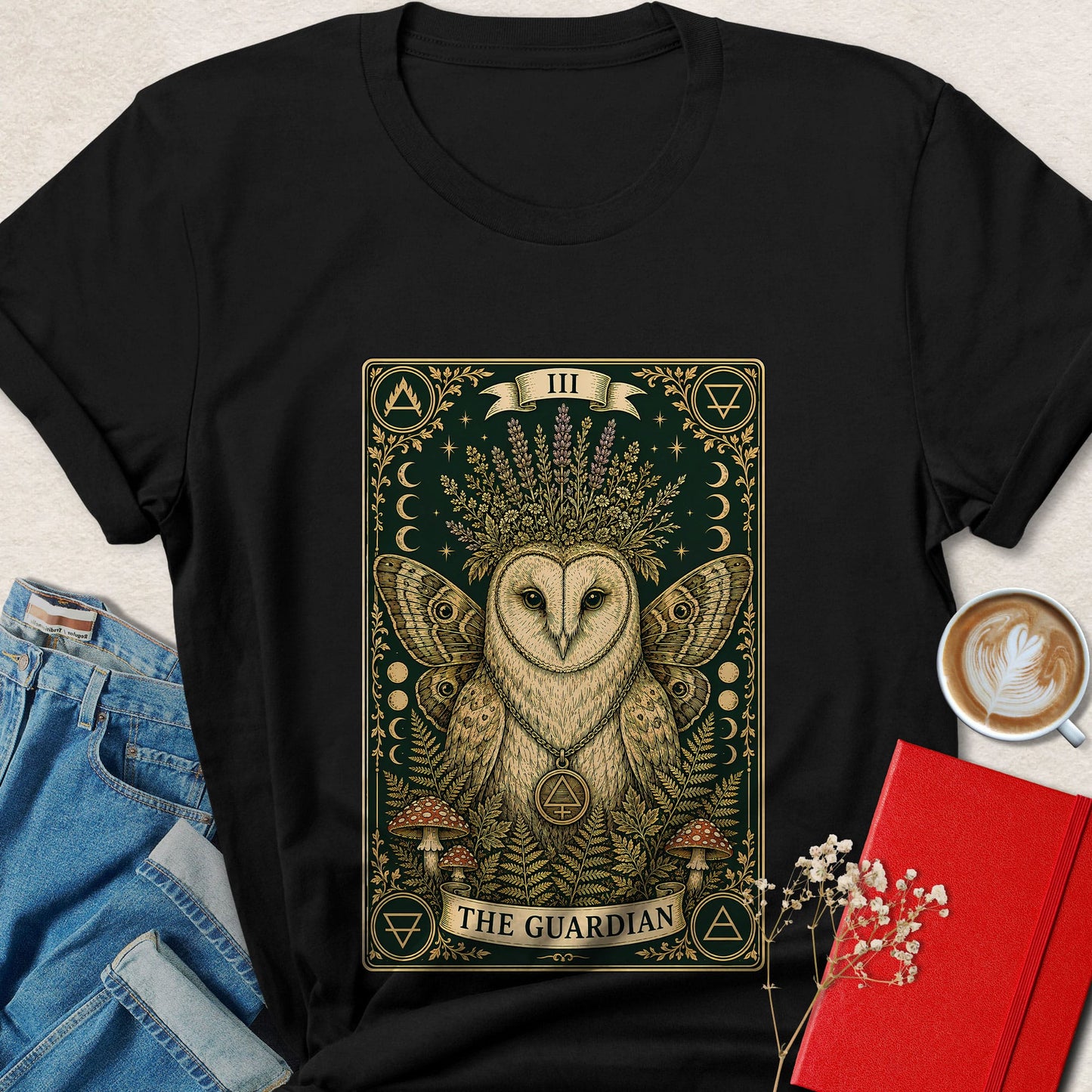 Owl Tarot T-Shirt | Mystical Guardian Forest Graphic Tee