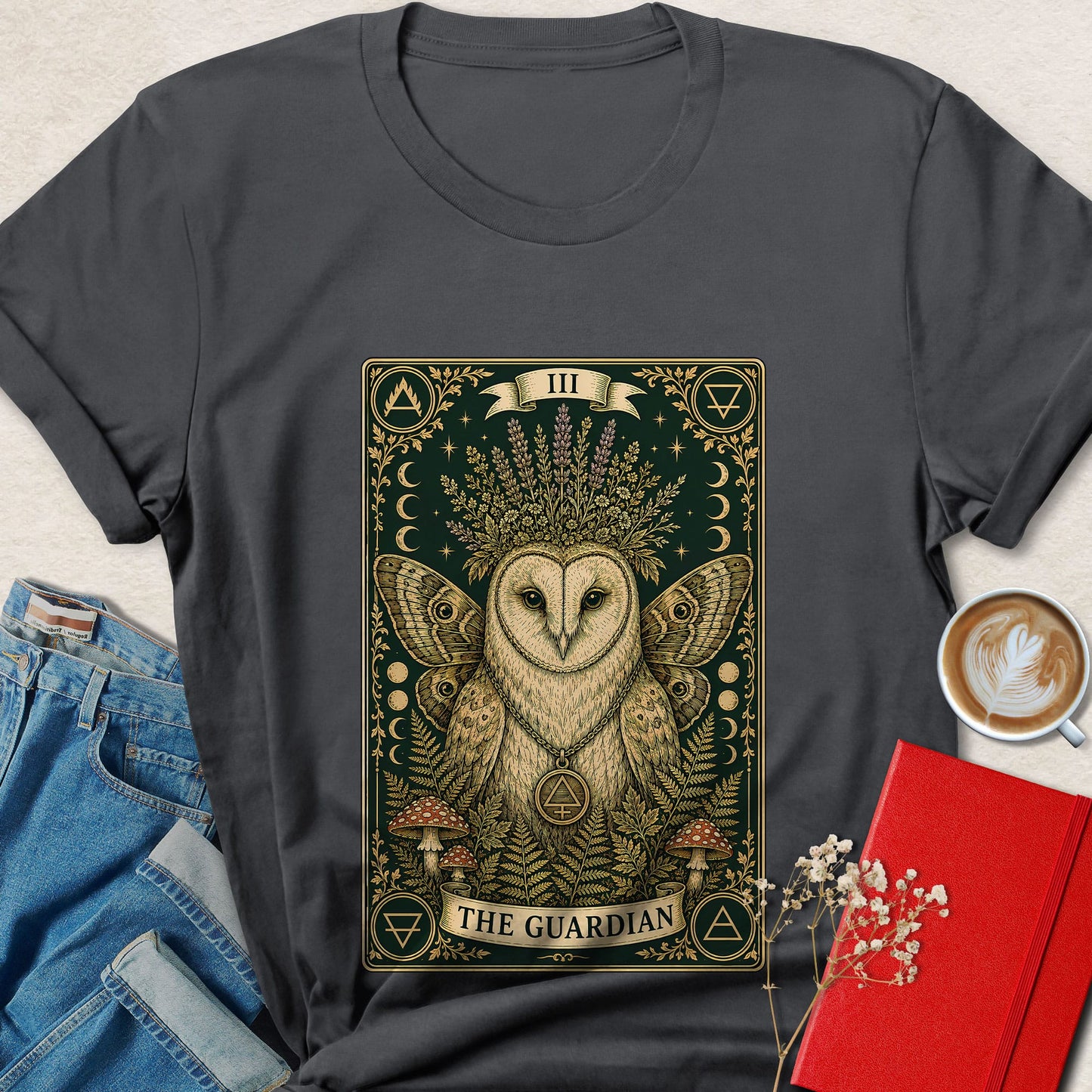 Owl Tarot T-Shirt | Mystical Guardian Forest Graphic Tee