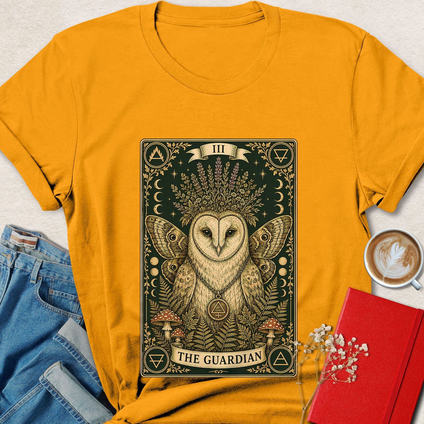 Owl Tarot T-Shirt | Mystical Guardian Forest Graphic Tee
