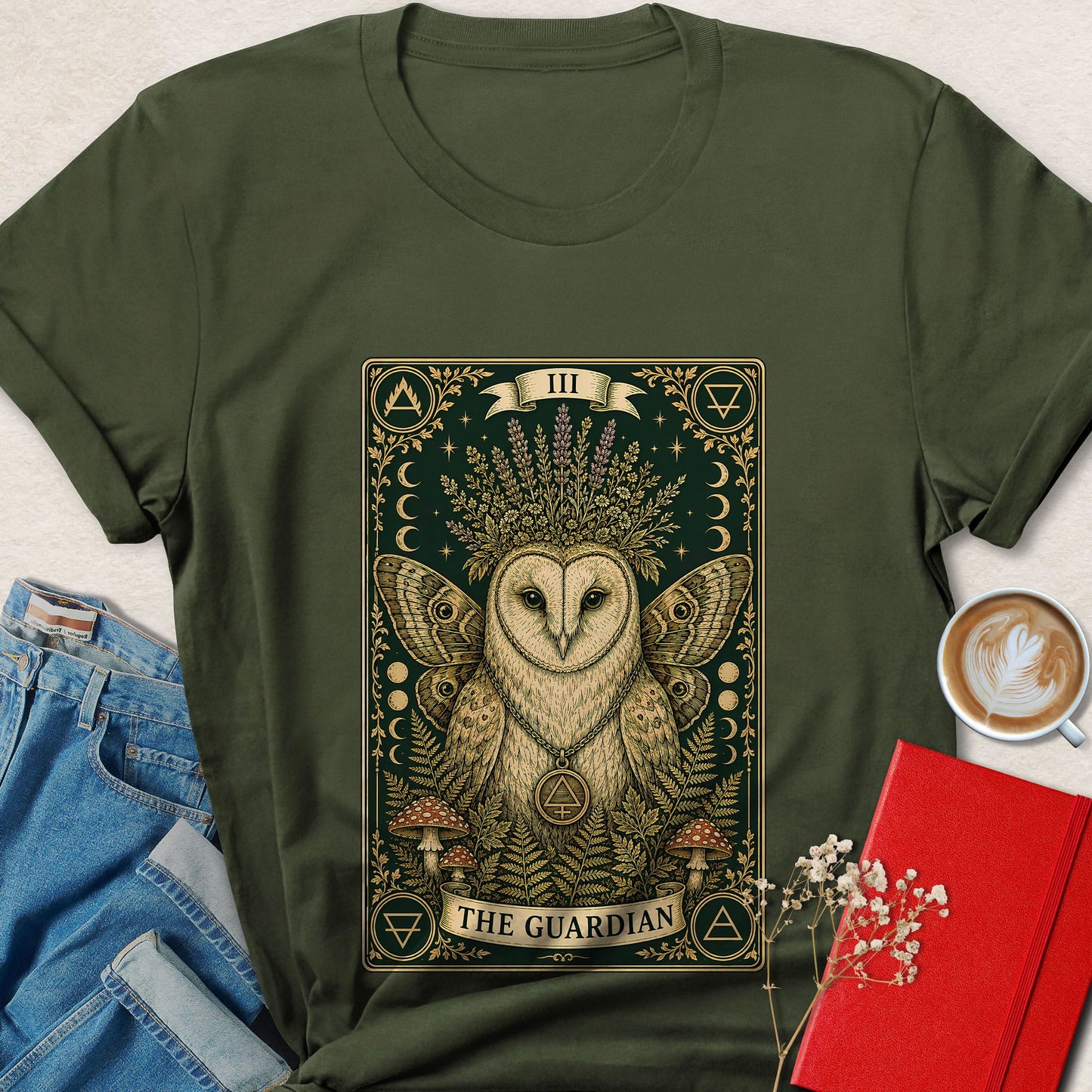 Owl Tarot T-Shirt | Mystical Guardian Forest Graphic Tee