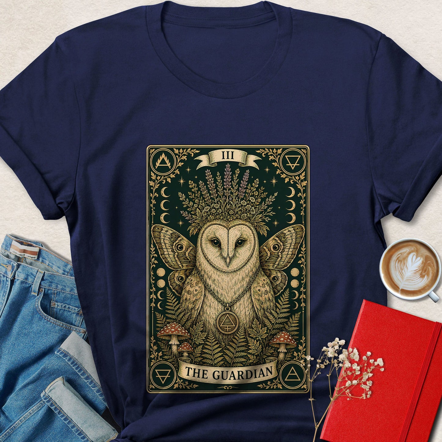 Owl Tarot T-Shirt | Mystical Guardian Forest Graphic Tee