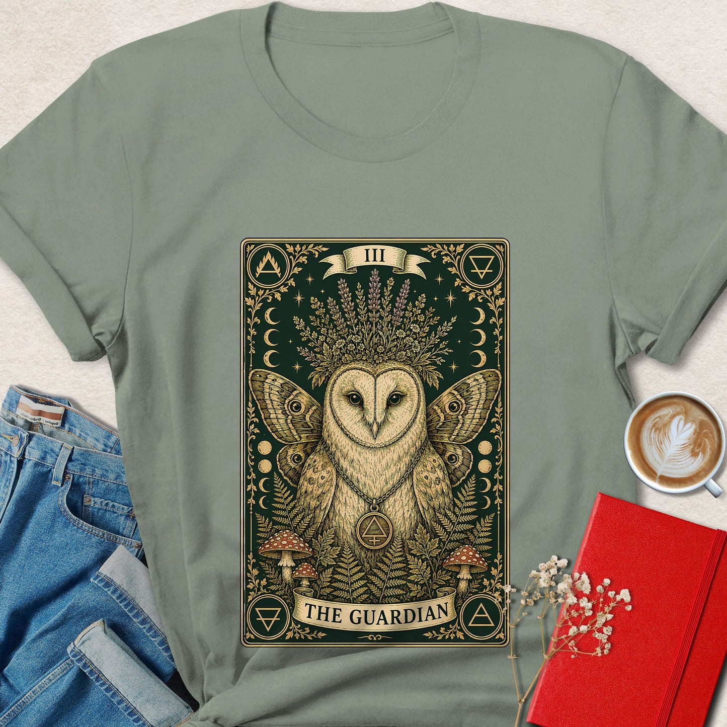 Owl Tarot T-Shirt | Mystical Guardian Forest Graphic Tee