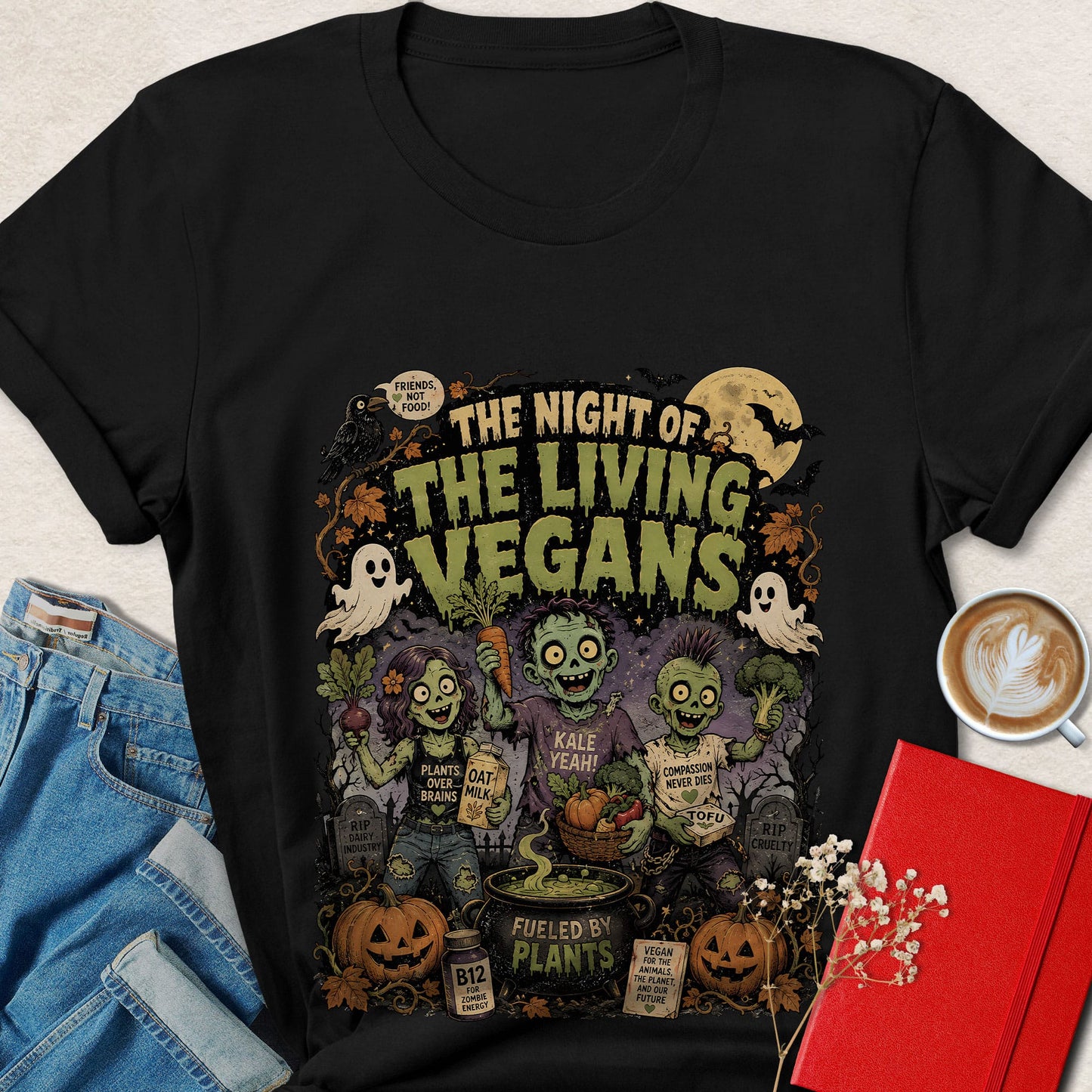 Night of the Living Vegans Funny Halloween Vegan T-Shirt