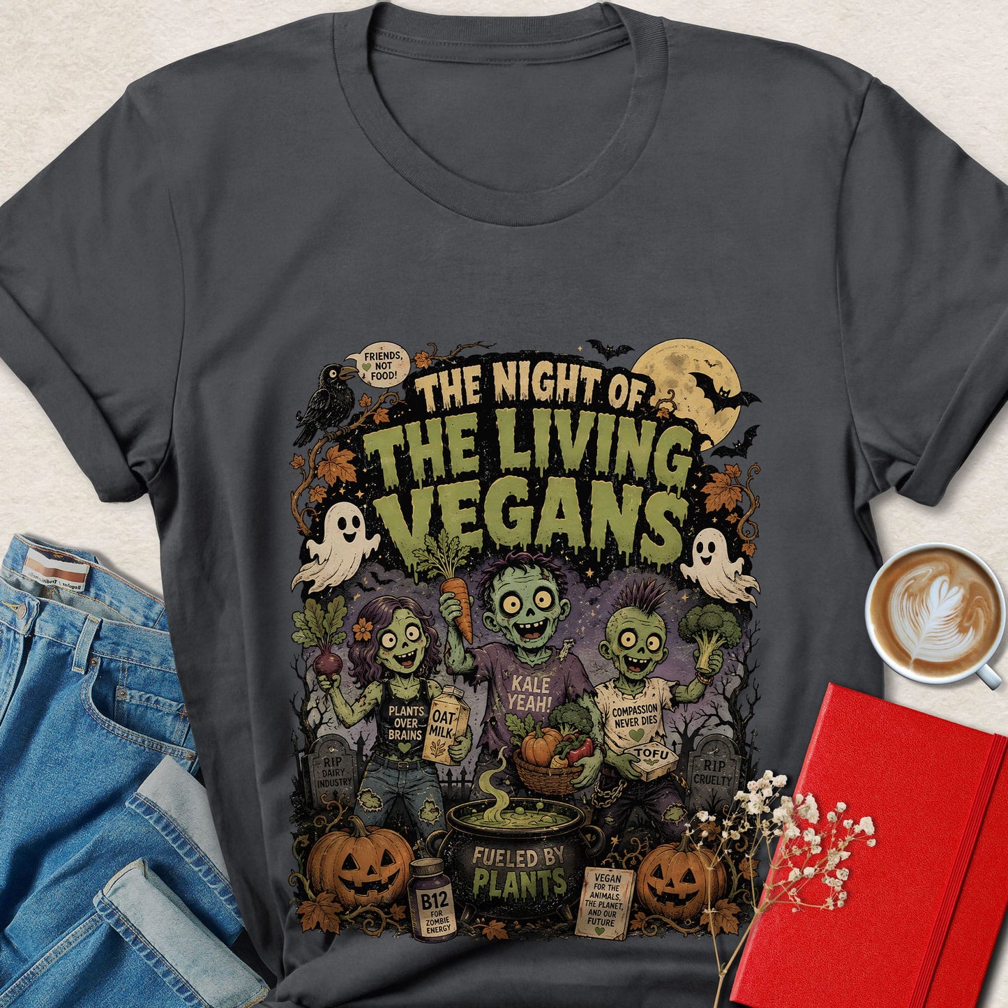 Night of the Living Vegans Funny Halloween Vegan T-Shirt