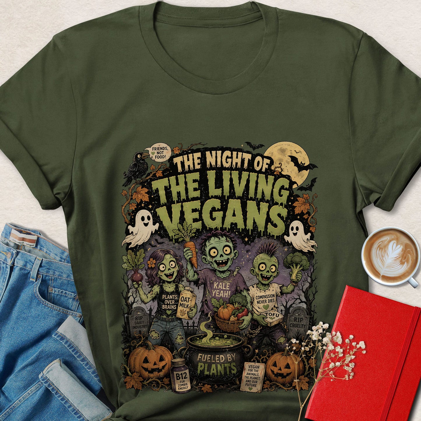 Night of the Living Vegans Funny Halloween Vegan T-Shirt