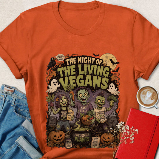 Night of the Living Vegans Funny Halloween Vegan T-Shirt