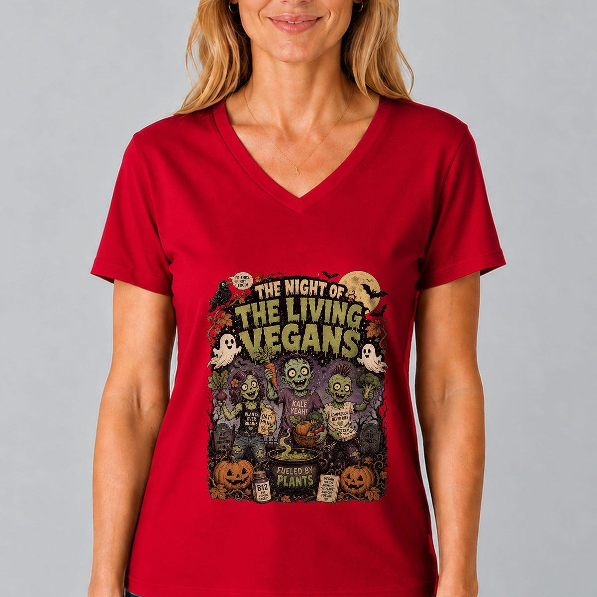 Night of the Living Vegans V-Neck T-Shirt