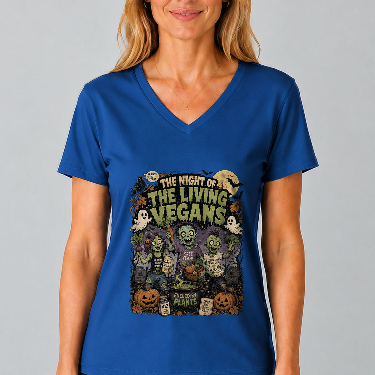 Night of the Living Vegans V-Neck T-Shirt