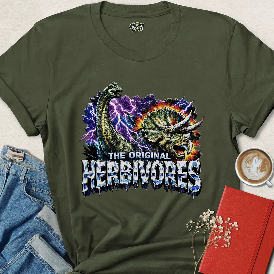 Vegan Dinosaur Shirt - Herbivore Power Tee for Animal Rights Fans | Shop Now