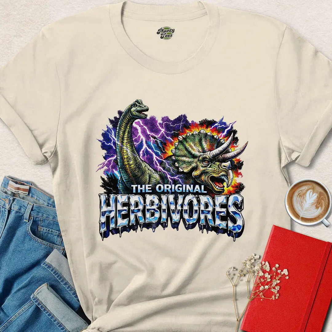 Vegan Dinosaur Shirt - Herbivore Power Tee for Animal Rights Fans | Shop Now