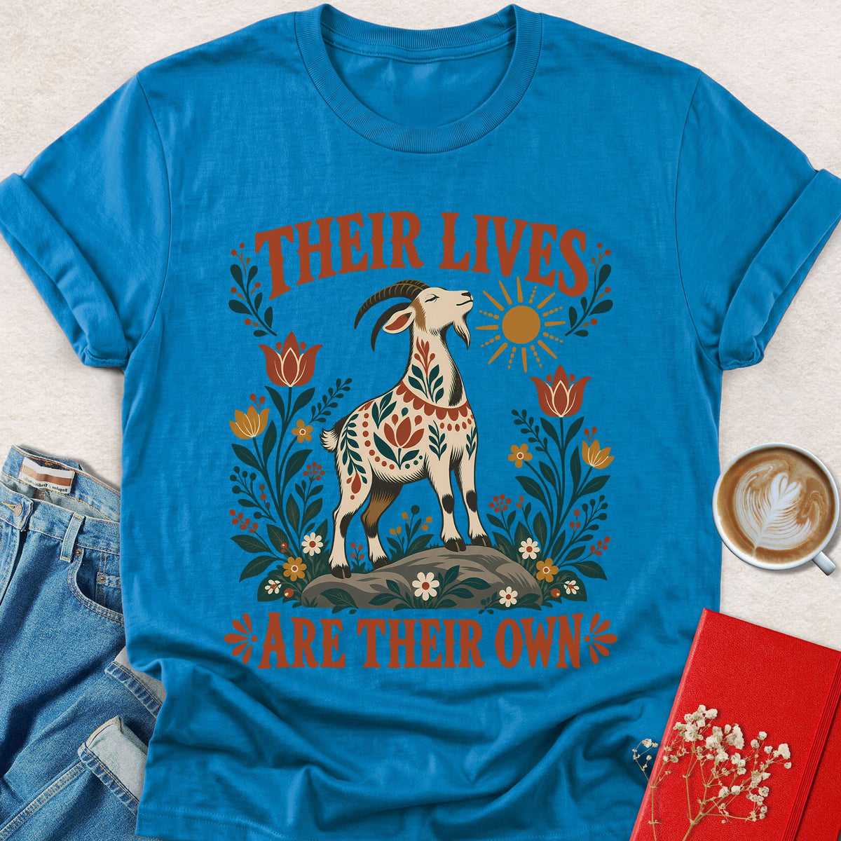 Their Lives Are Their Own Folk Art Goat T-Shirt