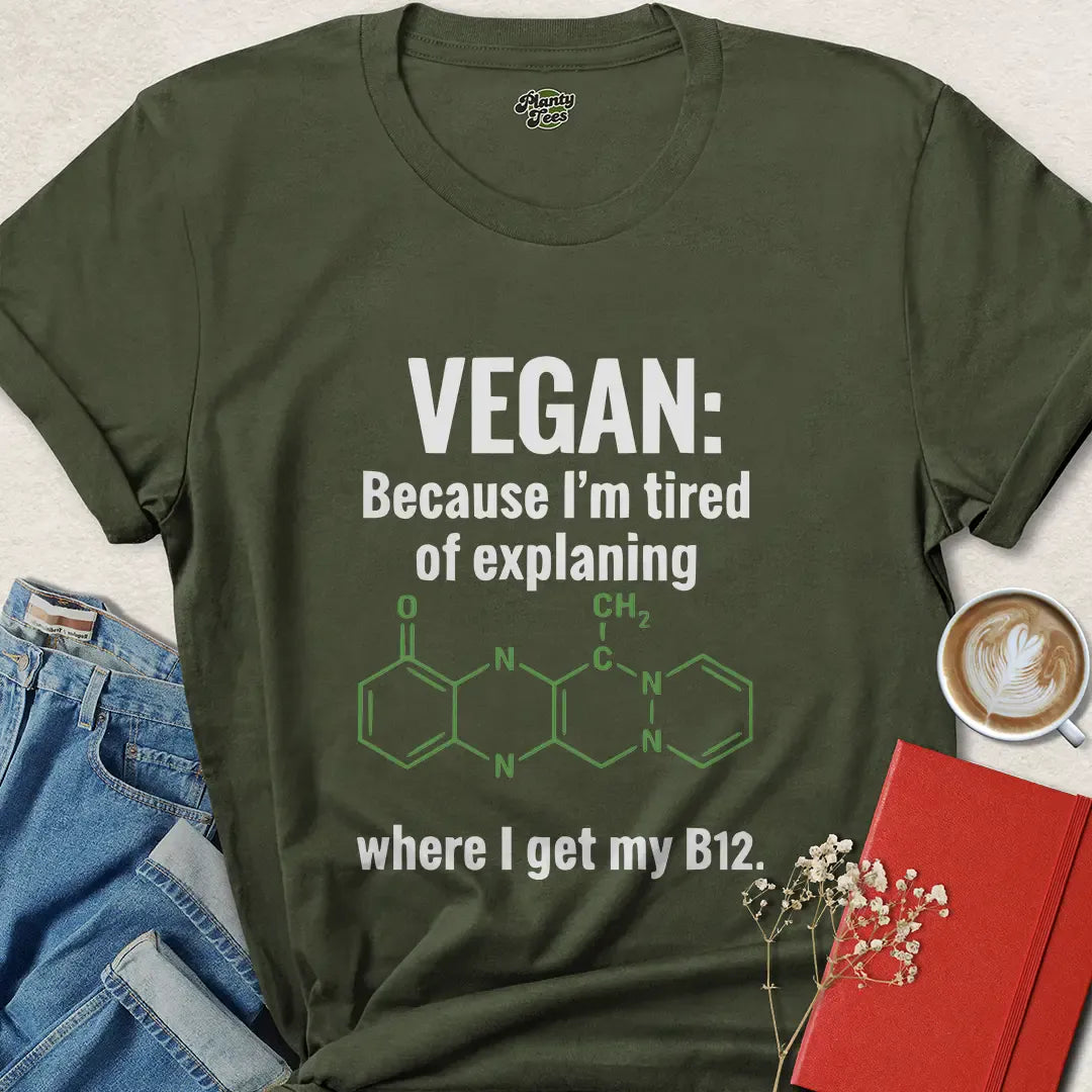 Vegan B12 Shirt – Science-Backed Funny Tee for Plant-Based Pride