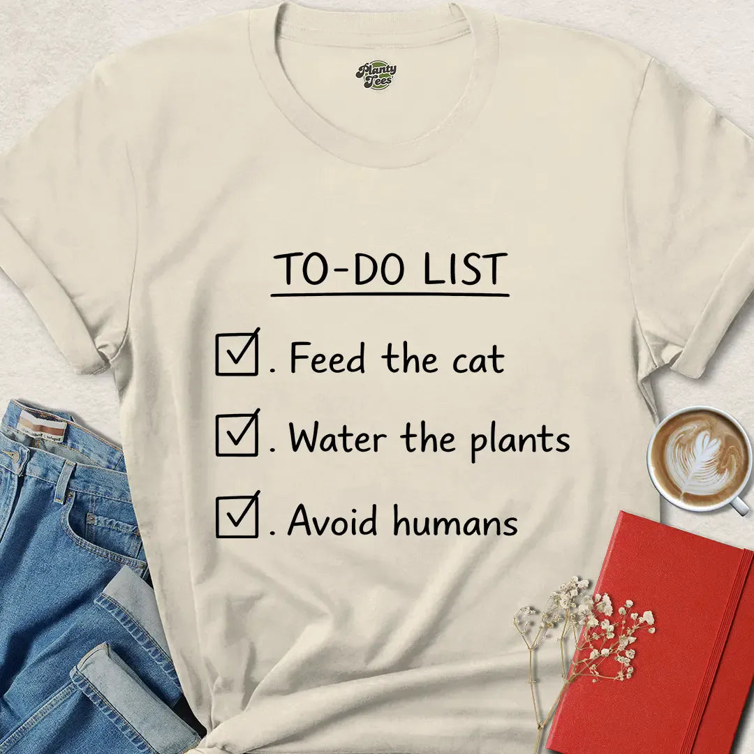 Funny Introvert Cat & Plant Lover Shirt - To-Do List Tee