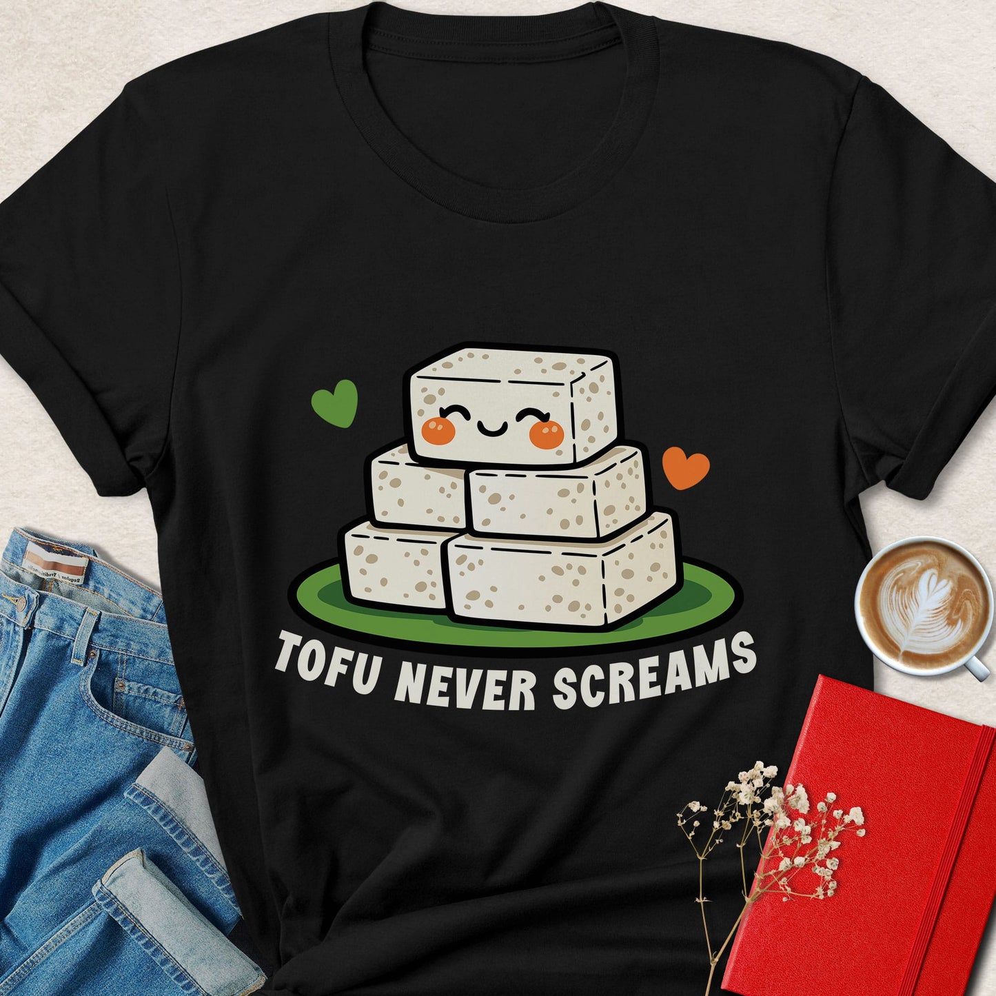 Tofu Never Screams Cute Funny Vegan Graphic Shirt