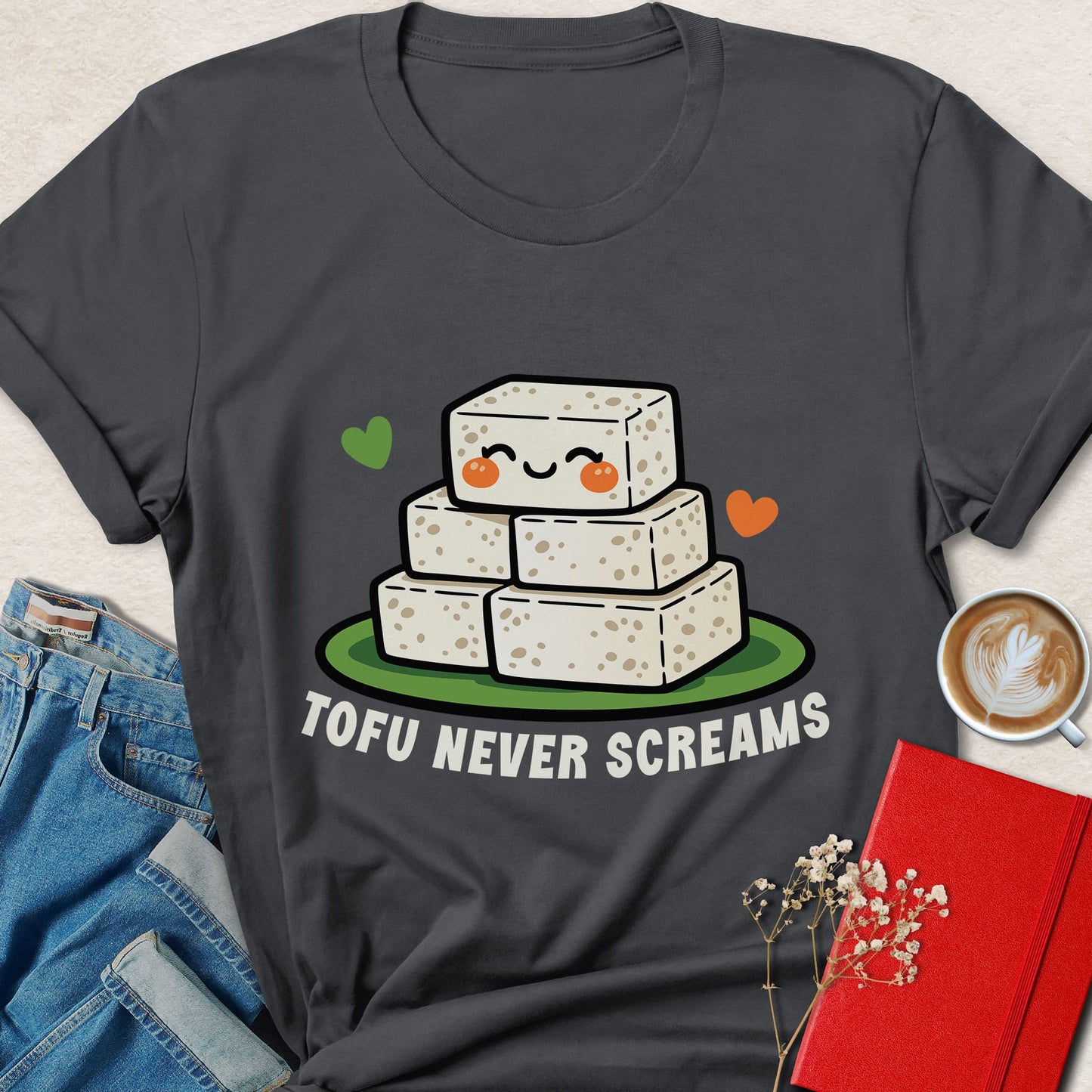 Tofu Never Screams Cute Funny Vegan Graphic Shirt