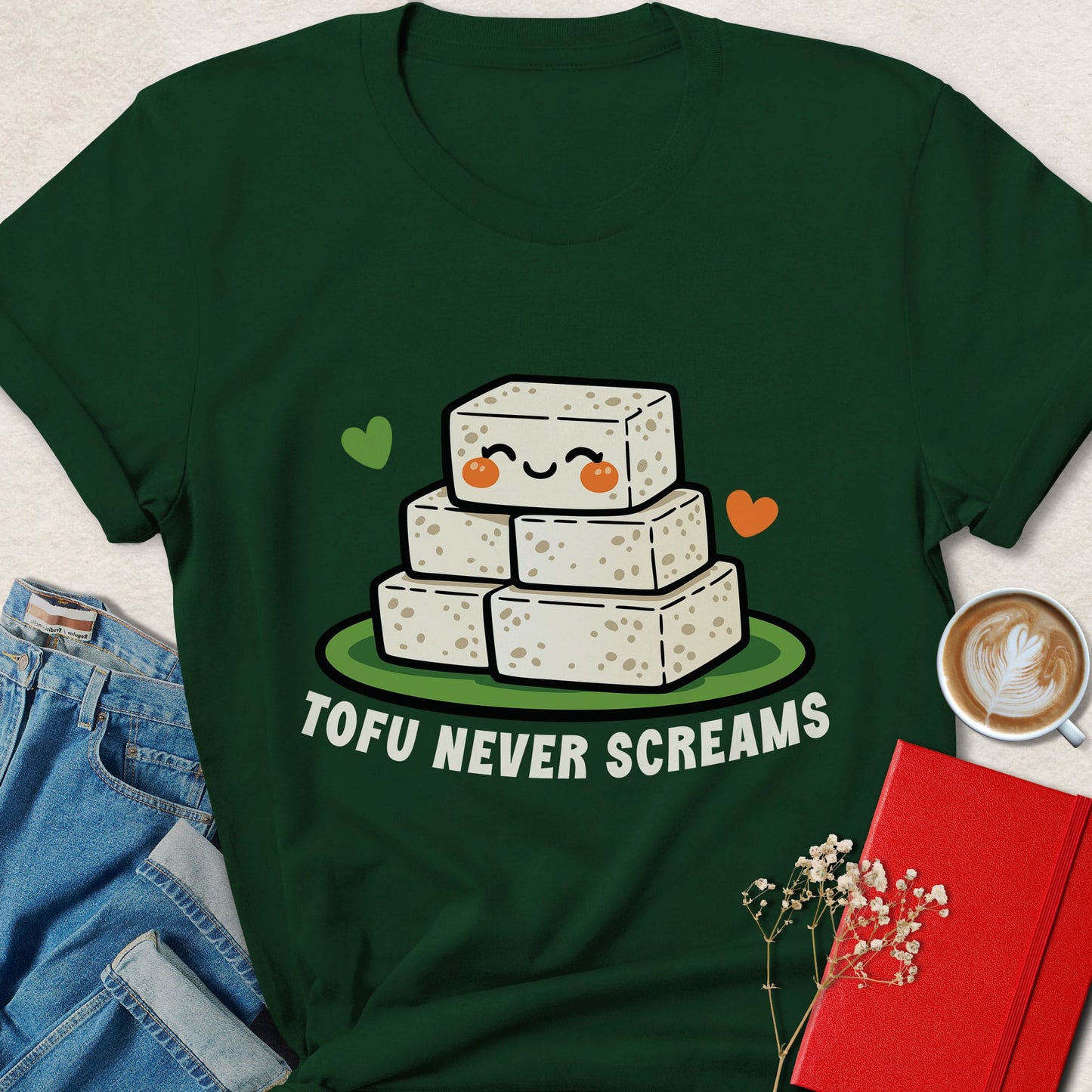 Tofu Never Screams Cute Funny Vegan Graphic Shirt