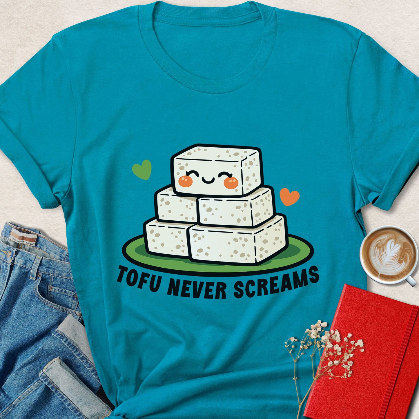 Tofu Never Screams Cute Funny Vegan Graphic Shirt