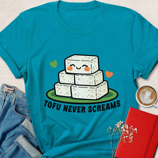 Tofu Never Screams Cute Funny Vegan Graphic Shirt