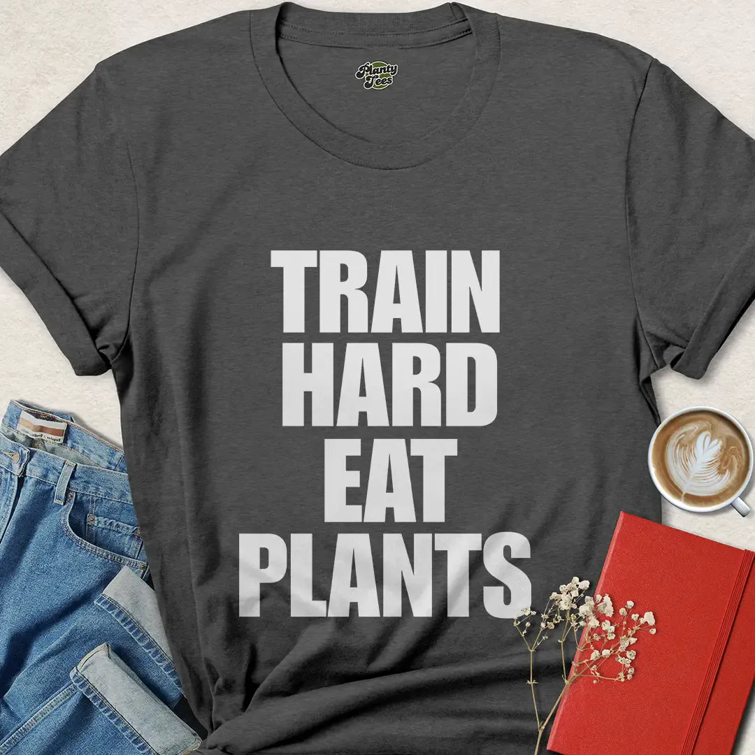 Train Hard Eat Plants Tee – Vegan Fitness Apparel for Eco Athletes