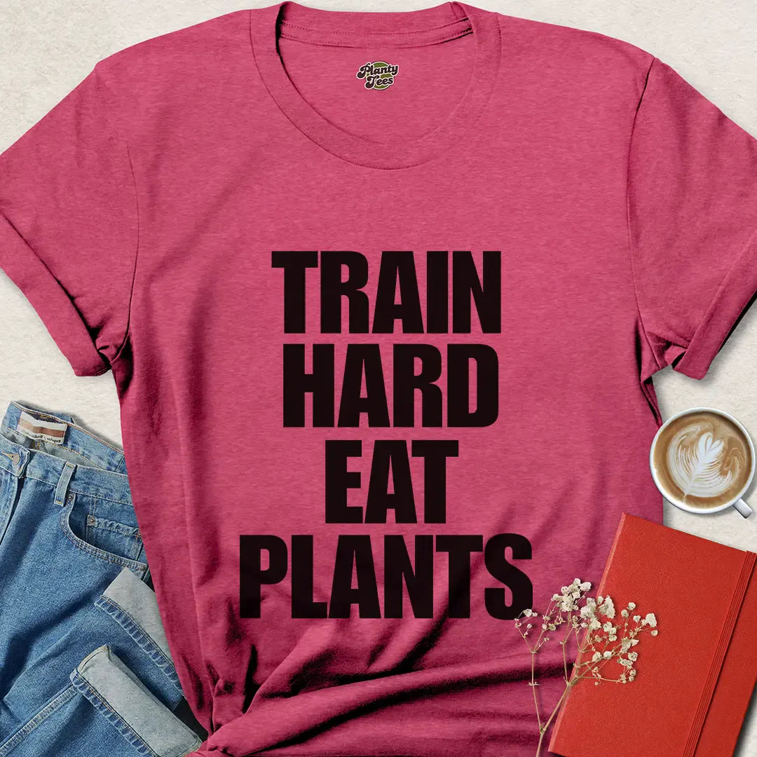 Train Hard Eat Plants Tee – Vegan Fitness Apparel for Eco Athletes