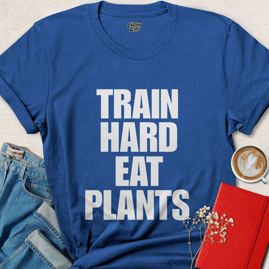 Train Hard Eat Plants Tee – Vegan Fitness Apparel for Eco Athletes