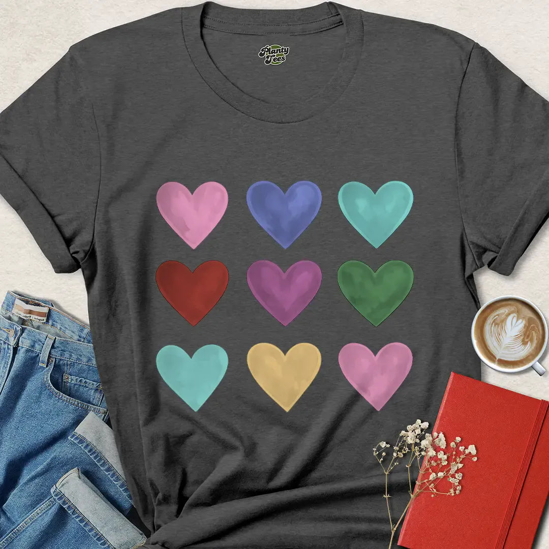 Rainbow Heart Shirt – Colorful Valentine’s Day Tee for Bold Love & Pride | Eco & Vegan Friendly | Order Now